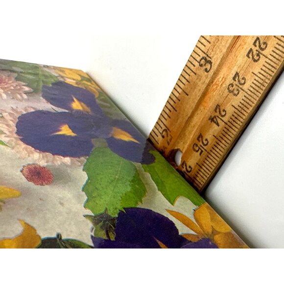 Handcrafted Floral Cardboard Box Trinkets Keepsakes Jewelry Attached Lid - Picture 8 of 8